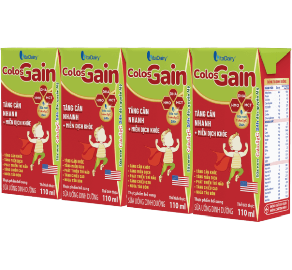 Sữa uống dinh dưỡng Colos Gain 110ml, lốc 4 hộp (trên 1 tuổi)