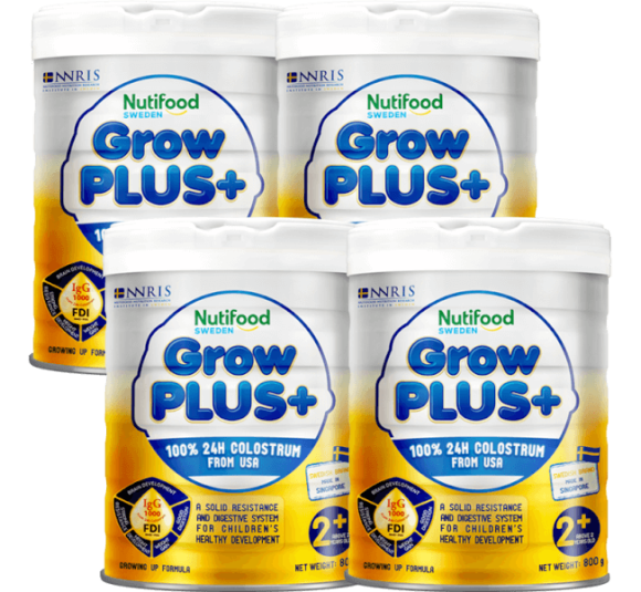 Combo 4 Sữa GrowPLUS+ Sữa Non Vàng 800g (Từ 2 tuổi)