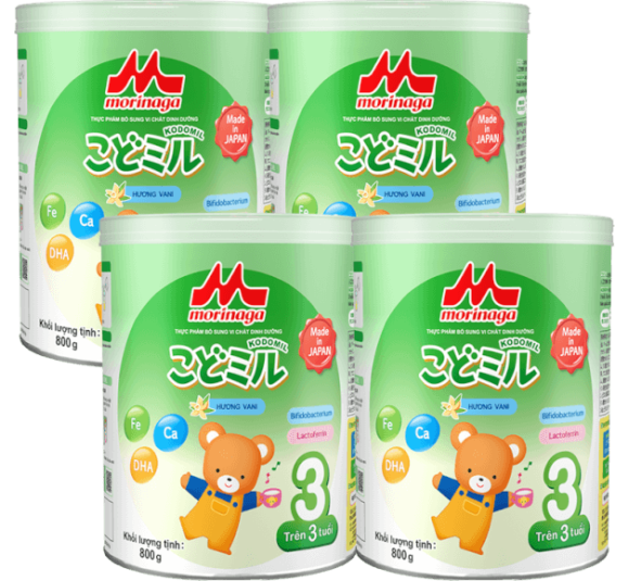 Combo 4 Sữa Morinaga số 3 800g hương vani (Kodomil, trên 3 tuổi)