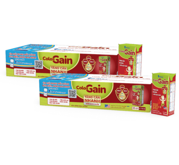 Combo 2 thùng Sữa uống dinh dưỡng Colos Gain 110ml, lốc 4 hộp (trên 1 tuổi)