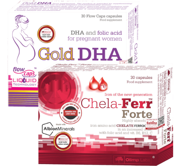 Combo 1 Thực phẩm bảo vệ sức khỏe Chela - Ferr Forte và Thực phẩm bảo vệ sức khỏe Gold DHA