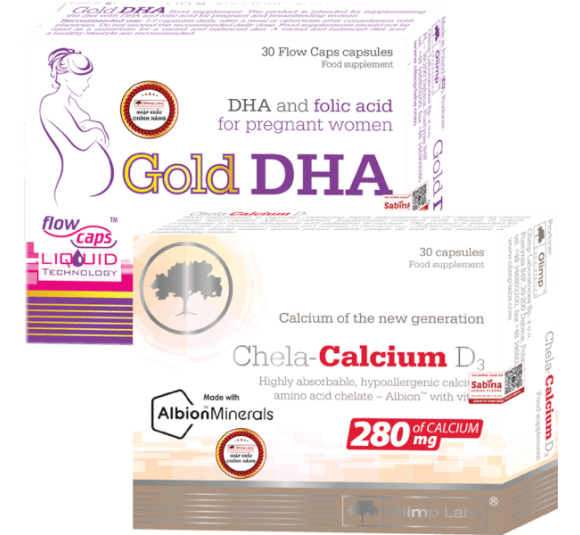 Combo 1 Thực phẩm bảo vệ sức khỏe Chela calcium D3 và Thực phẩm bảo vệ sức khỏe Gold DHA