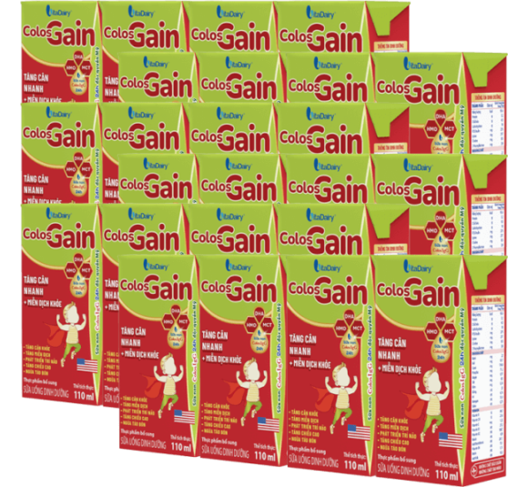 Combo 6 lốc Sữa uống dinh dưỡng Colos Gain 110ml, lốc 4 hộp (trên 1 tuổi)