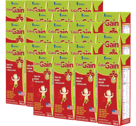 Combo 6 lốc Sữa uống dinh dưỡng Colos Gain 180ml, lốc 4 hộp (trên 1 tuổi)