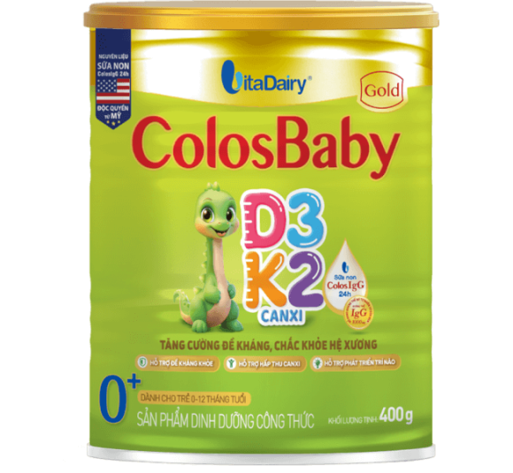 Sản phẩm dinh dưỡng công thức ColosBaby Gold D3K2 0+ 400g (0-12 tháng)