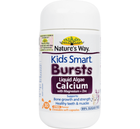 Thực phẩm bảo vệ sức khỏe Nature's Way Kids Smart Bursts Calcium With Magnesium + Zinc+ D3K2