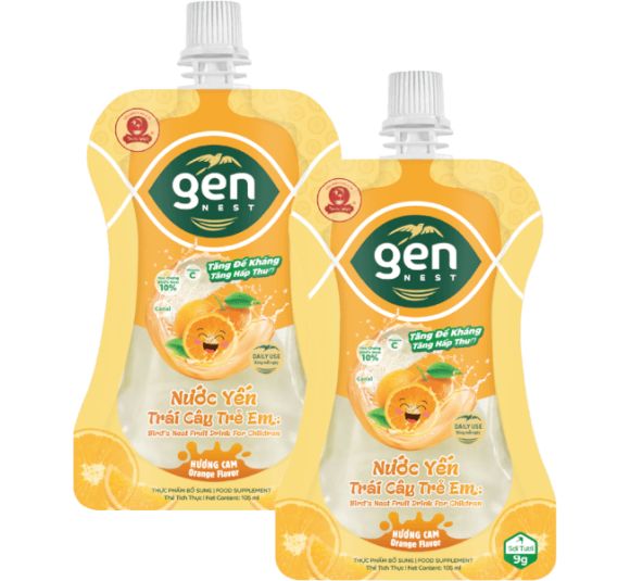 Combo 2 Gennest Nước Yến Trái Cây Trẻ Em Hương Cam