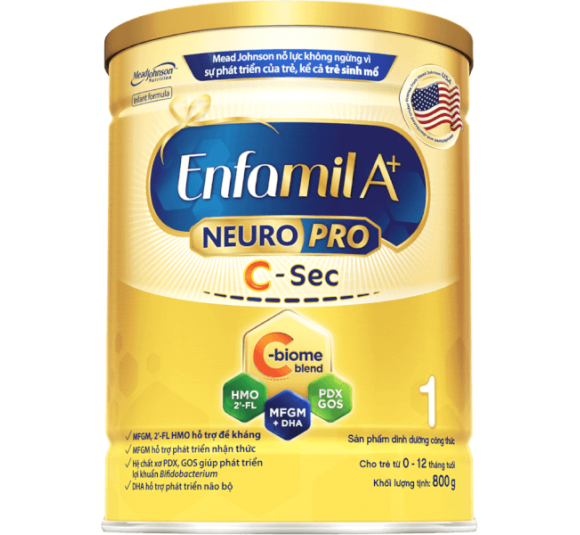 Sữa Enfamil A+ NeuroPro 1 C-Sec 800g (0-12 tháng)