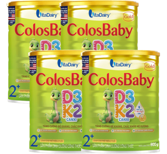 Combo 4 Sản phẩm dinh dưỡng công thức Colosbaby Gold D3K2 2+ 800g (Từ 2 tuổi)
