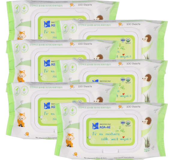 Combo 6 Khăn ướt chiết xuất tự nhiên Aga-ae, 100 tờ