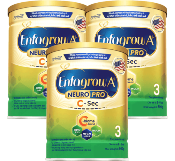 Combo 3 Sữa Enfagrow A+ NeuroPro 3 C-Sec 800g (2-6 tuổi)