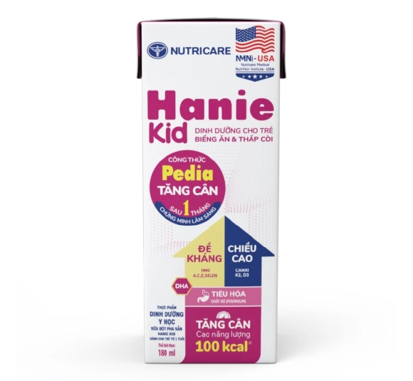 Lốc 4 hôp Sữa bột pha sẵn HANIE KID 180ml