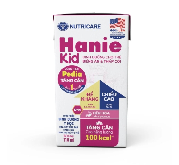 Lốc 4 hôp Sữa bột pha sẵn HANIE KID 110ml