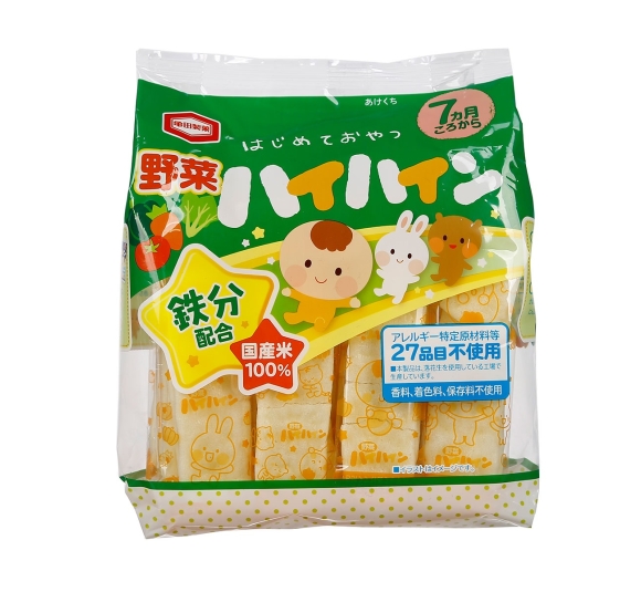 Bánh ăn dặm gạo tươi Nhật Haihain 53g vị rau củ cho bé 7M+