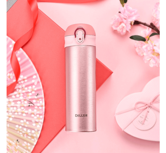 Bình giữ nhiệt Diller 480ml (inox 304+ 316)- Hồng