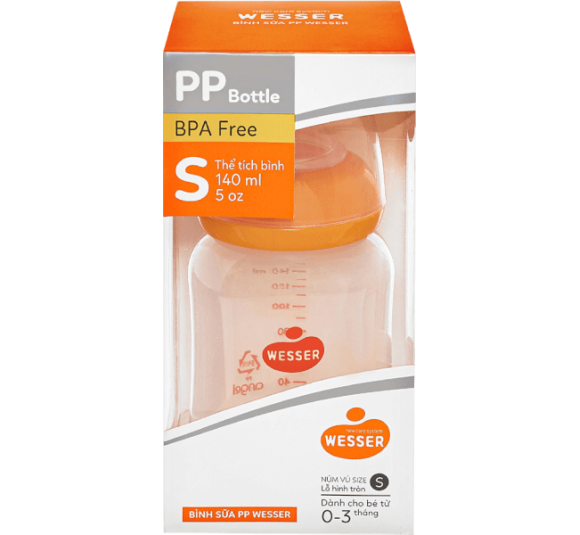 Bình sữa Wesser nhựa PP BPA Free cổ hẹp 140ml