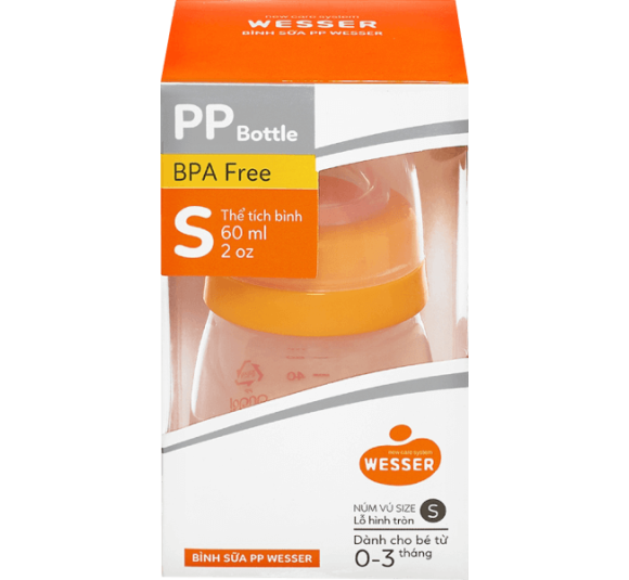 Bình sữa Wesser nhựa PP BPA Free cổ hẹp 60ml