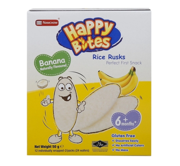 Bánh gạo ăn dặm Happy Bites vị chuối 50g 