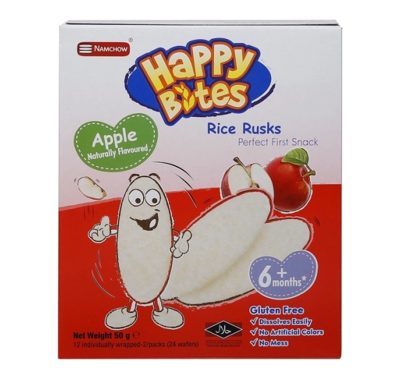 Bánh gạo ăn dặm Happy Bites vị táo 50g 