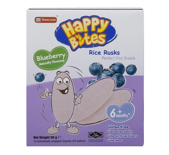 Bánh gạo ăn dặm Happy Bites vị việt quất 50g 