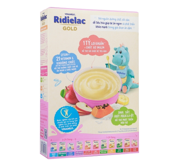 Bột ăn dặm Ridielac Gold gạo trái cây 200g cho bé 6M-24M