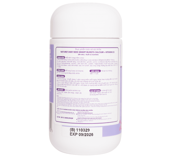 Nature's Way Kids Smart Calcium + Vitamin D3 Burstlets - Hỗ trợ phát triển hệ xương và răng chắc khỏe cho trẻ
