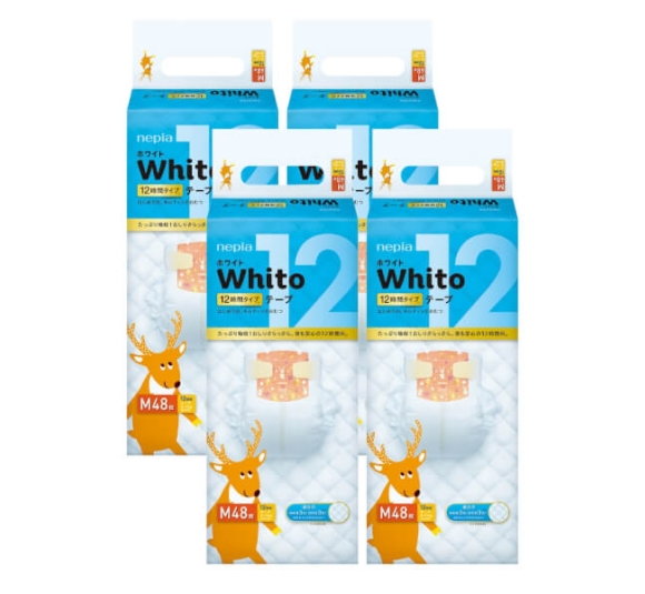 Combo 4 gói Bỉm tã dán Whito size M 48 miếng (6-11 kg)