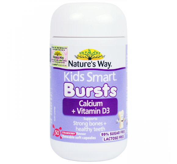 Nature's Way Kids Smart Calcium + Vitamin D3 Burstlets - Hỗ trợ phát triển hệ xương và răng chắc khỏe cho trẻ