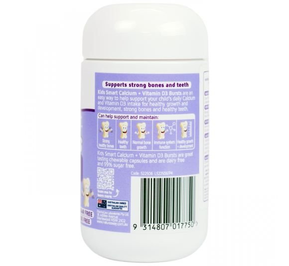 Nature's Way Kids Smart Calcium + Vitamin D3 Burstlets - Hỗ trợ phát triển hệ xương và răng chắc khỏe cho trẻ