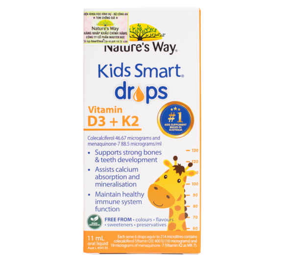   Vitamin D3K2 nhập khẩu từ Úc - Nature's Way Kids Smart Drops vitamin D3 + K2 (Hộp 11ml)