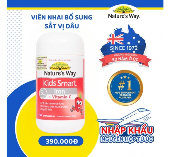 Nature's Way Kids Smart Iron + Vitamin C - Viên nhai bổ sung sắt và vitamin C