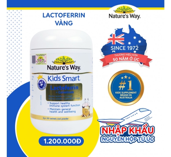 Nature’s Way Kids Smart Lactoferrin + Colostrum – Hỗ trợ tăng cường đề kháng, miễn dịch cho bé