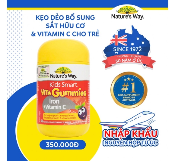 Nature’s Way Kids Smart Vita Gummies Iron + Vitamin C – Bổ sung sắt hữu cơ và vitamin C cho trẻ