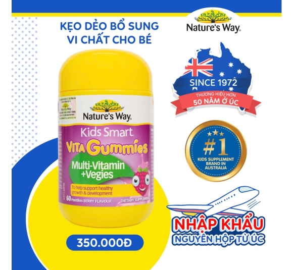 Nature's Way Kids Smart Vita Gummies Multi-vitamin Vegies - Kẹo dẻo bổ sung vitamin từ rau củ