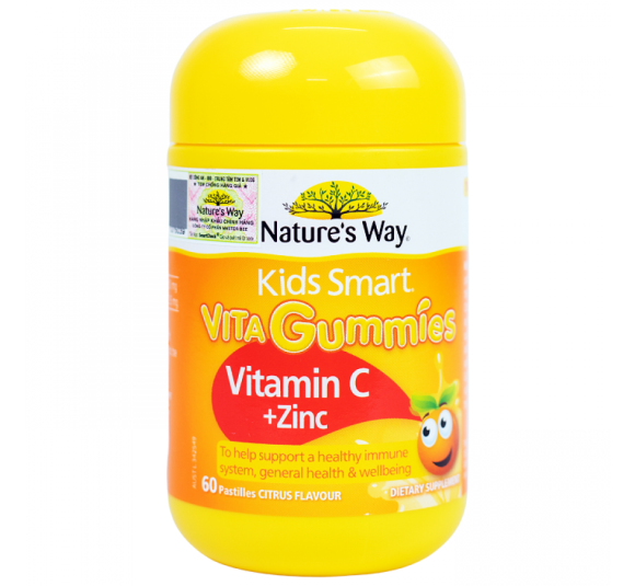 Kẹo dẻo bổ sung Vitamin C và Kẽm hỗ trợ tăng đề kháng Nature’s Way Kids Smart Vita Gummies Vitamin C + ZinC - Hộp 60 viên