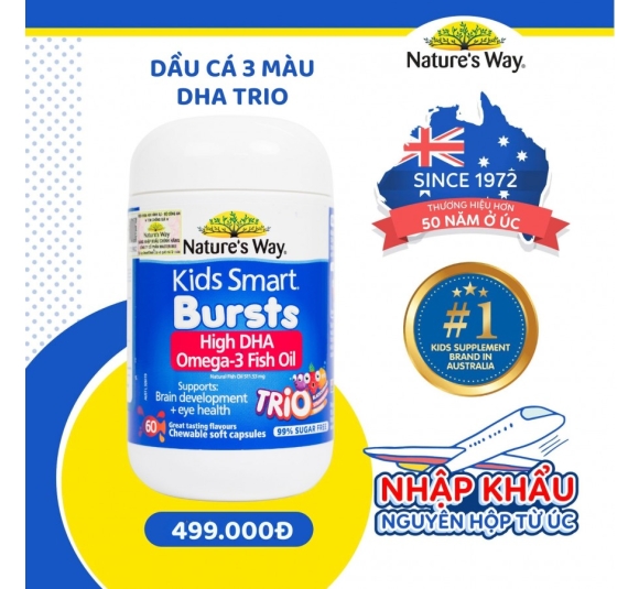 Nature'S Way Kids Smart Bursts High DHA Omega-3 Fish Oil Trio - Bổ sung Omega 3 cho bé