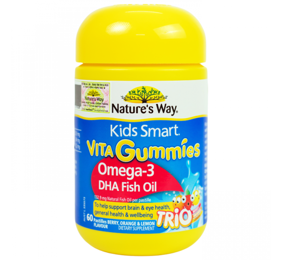Nature's Way Vita Gummies Omega-3 DHA Fish Oil Trio - Viên nhai bổ sung Omega-3 DHA cho bé (Hộp 60 viên)