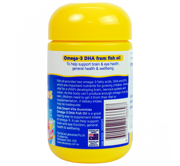 Nature's Way Vita Gummies Omega-3 DHA Fish Oil Trio - Viên nhai bổ sung Omega-3 DHA cho bé (Hộp 60 viên)