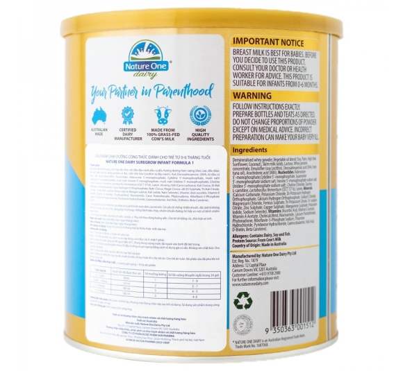 Sữa Sure Grow HMM số 1 cho bé từ 0-6 tháng tuổi - Hộp 600g