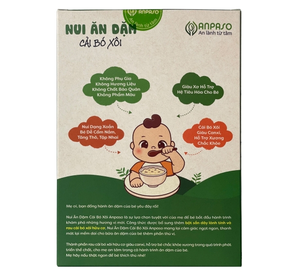 Nui ăn dặm cải bó xôi Anpaso 150g