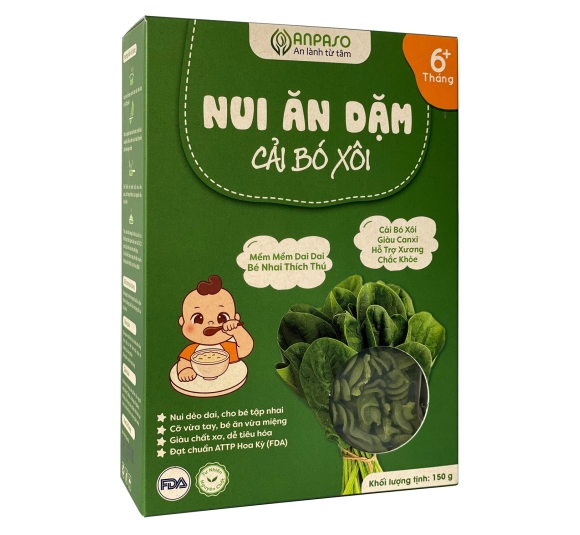 Nui ăn dặm cải bó xôi Anpaso 150g