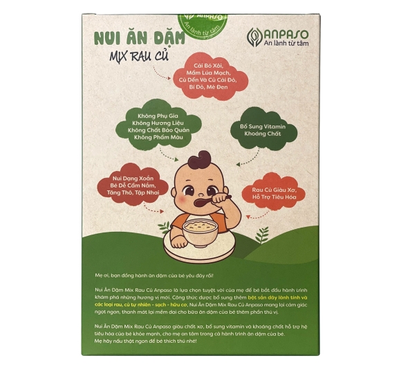 Nui ăn dặm mix rau củ Anpaso 150g