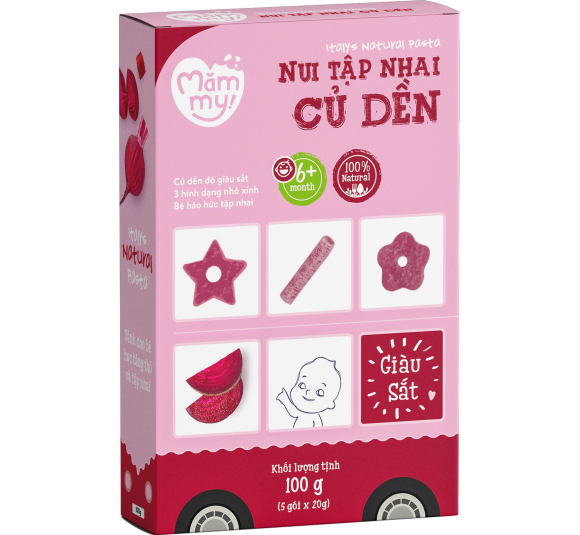 Nui ăn dặm Mămmy cho bé mới tập nhai vị củ dền 100g (Từ 6 tháng) 