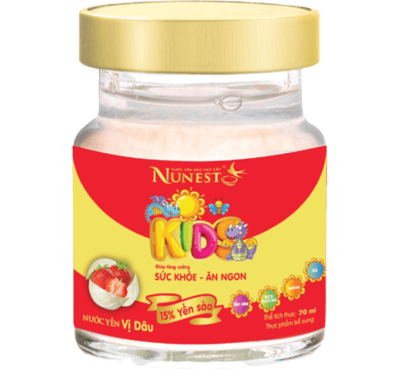 Nước yến sào cao cấp Nunest Kids vị dâu 70ml (Lốc 3+1)