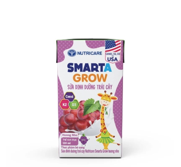 Lốc 4 hôp Sữa Dinh Dưỡng Trái Cây Smarta Grow vị Nho 110ml