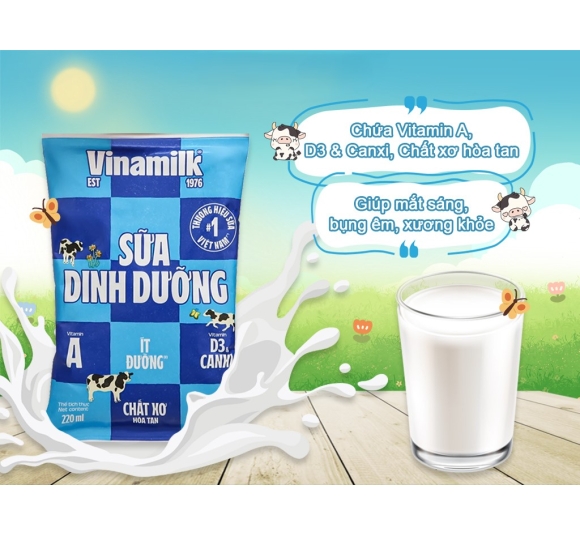 Sữa dinh dưỡng ít đường Vinamilk bịch 220ml