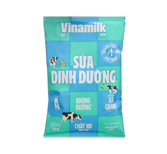 Sữa dinh dưỡng không đường Vinamilk bịch 220ml