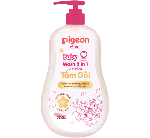 Sữa tắm gội dịu nhẹ cho bé 2in1 Sakura Pigeon 700ml