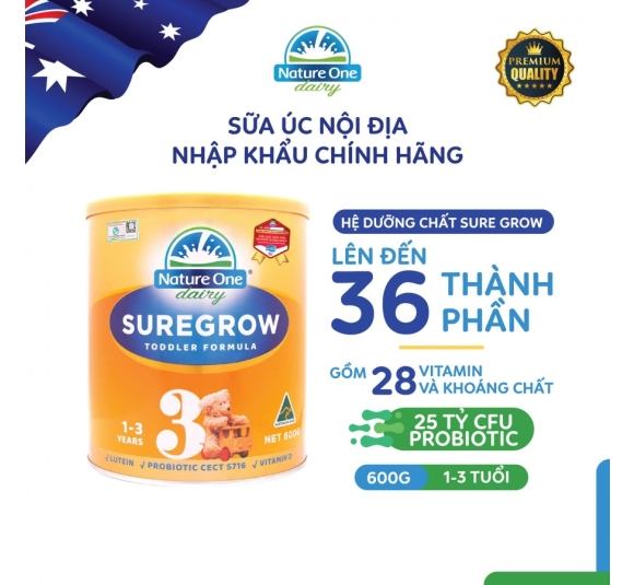Sữa Sure Grow HMM số 3 cho bé từ 1-3 tuổi - Hộp 600g