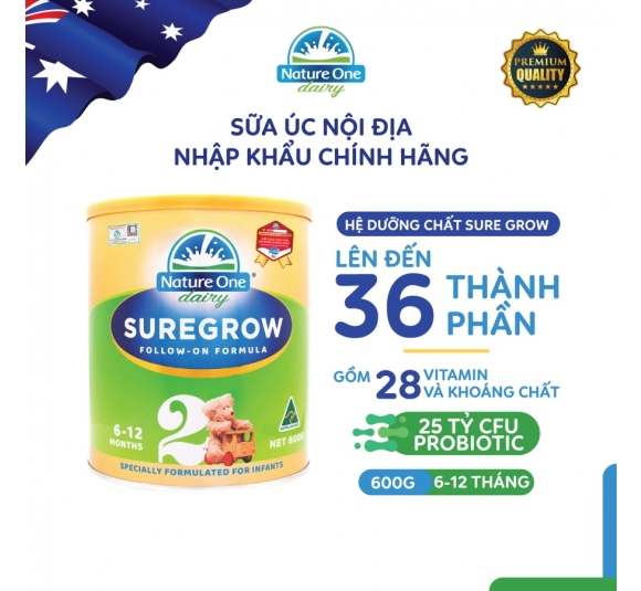 Sữa Sure Grow HMM số 2 cho bé từ 6-12 tháng tuổi - Hộp 600g
